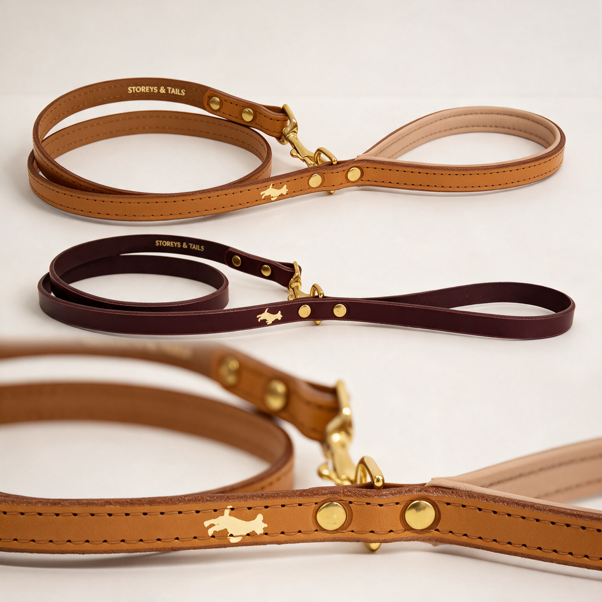 Nacho Tan Padded Luxury Leather Lead- 2CM